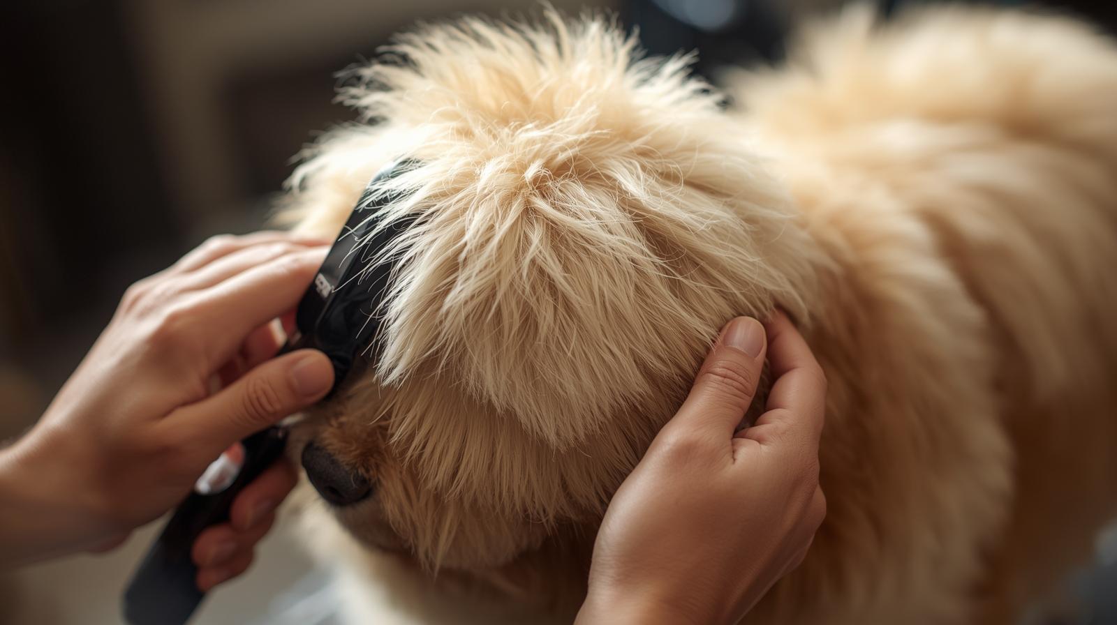 ok, i'm doing a dog grooming services website and within it, i have this 3 service options, one of them is brush out to prevent matting so i want a representative image of it